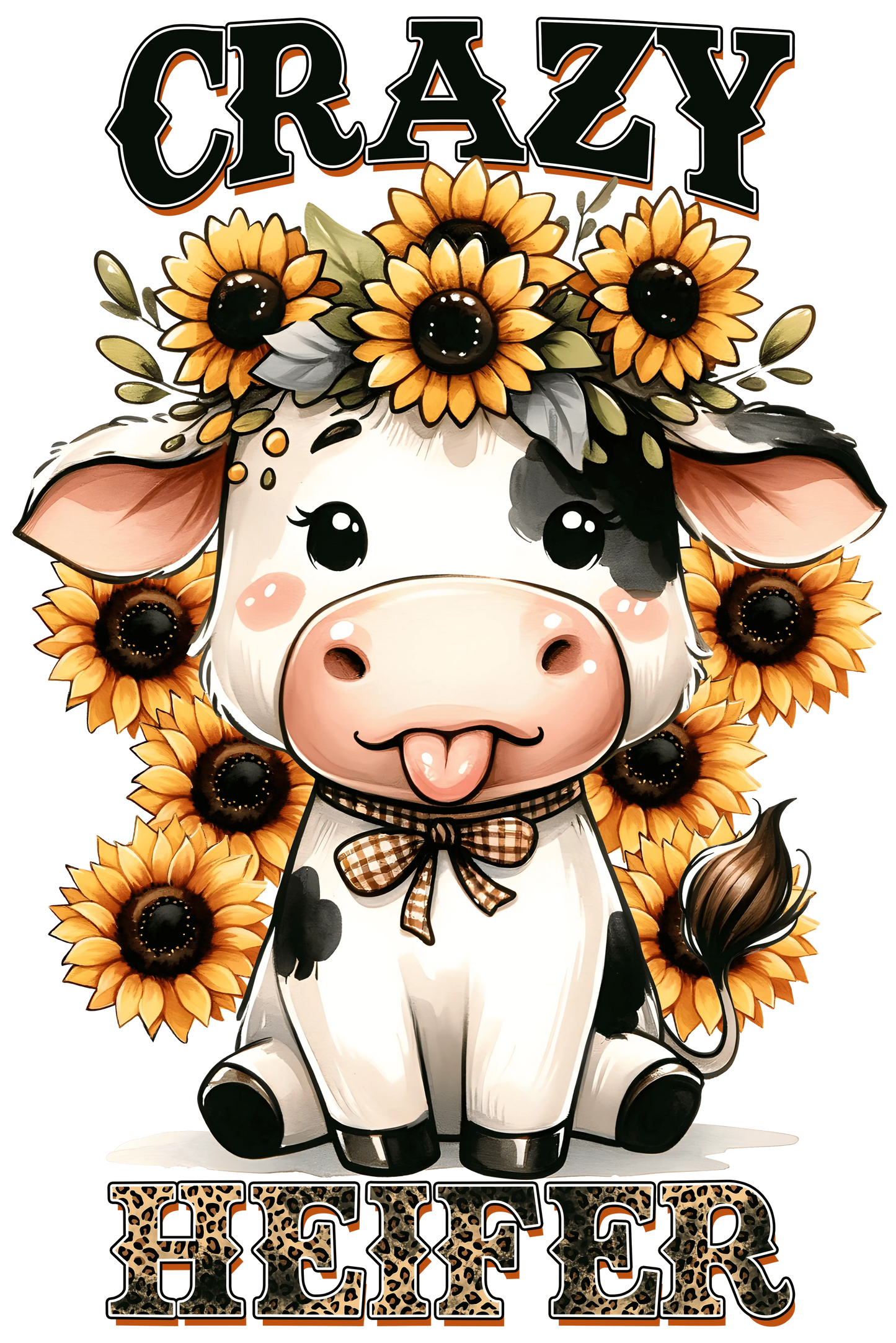Crazy Heifer Cow Western Design - DTF Ready To Press