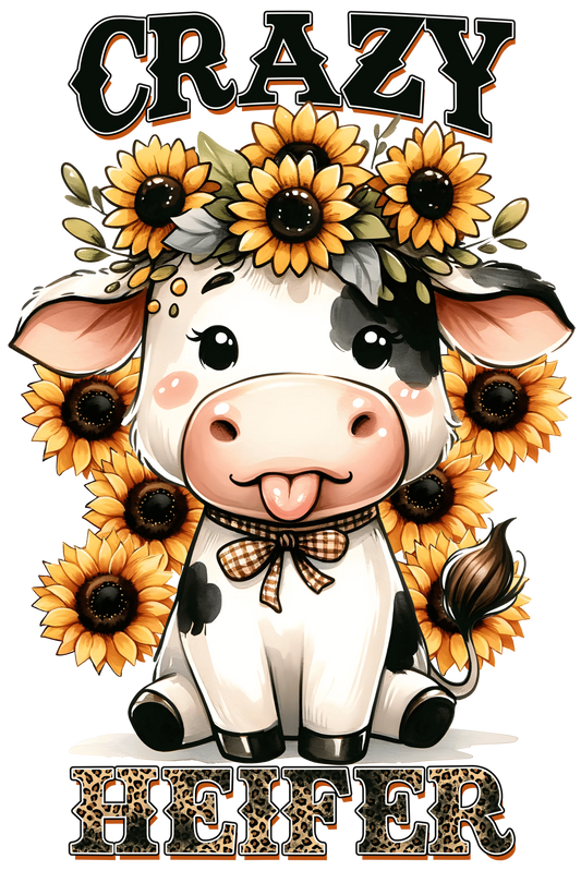 Crazy Heifer Cow Western Design - DTF Ready To Press
