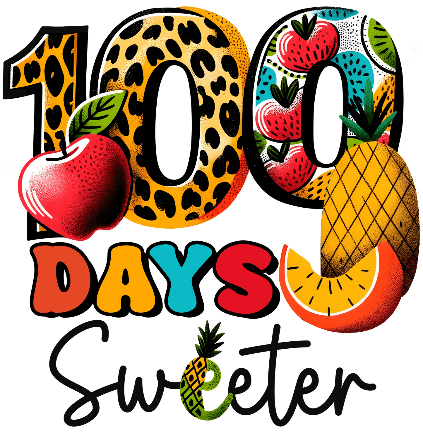 100 Days Sweeter Design - DTF Ready To Press