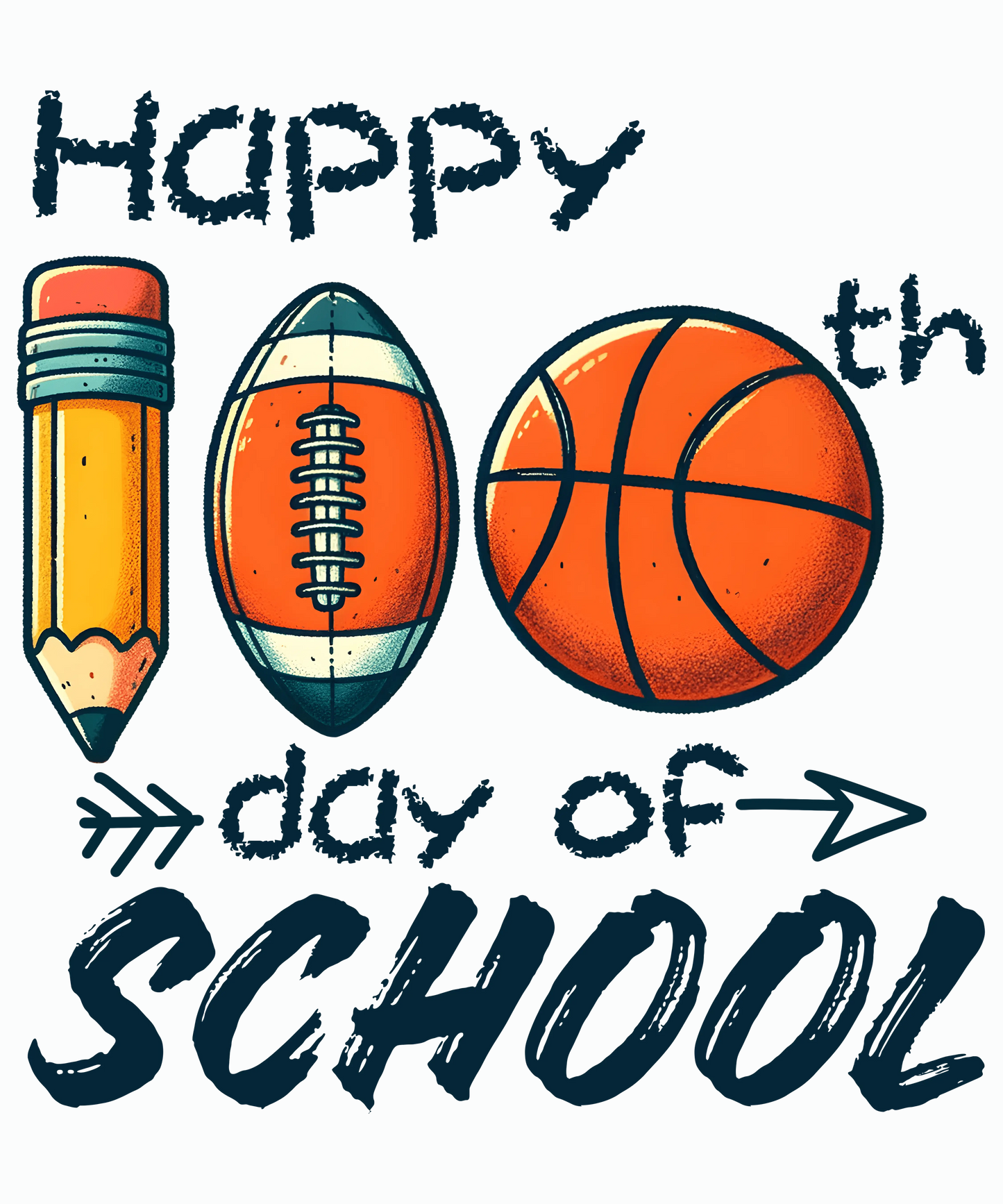 Happy 100th Day Of School Basketball Design - DTF Ready To Press