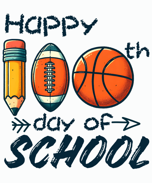 Happy 100th Day Of School Basketball Design - DTF Ready To Press