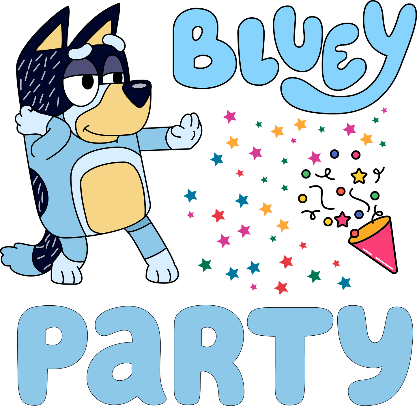 Bluey Party Mode Design - DTF Ready To Press