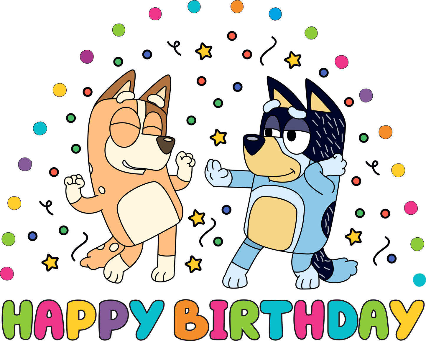 Bluey And Bingo Happy Birthday Design - DTF Ready To Press