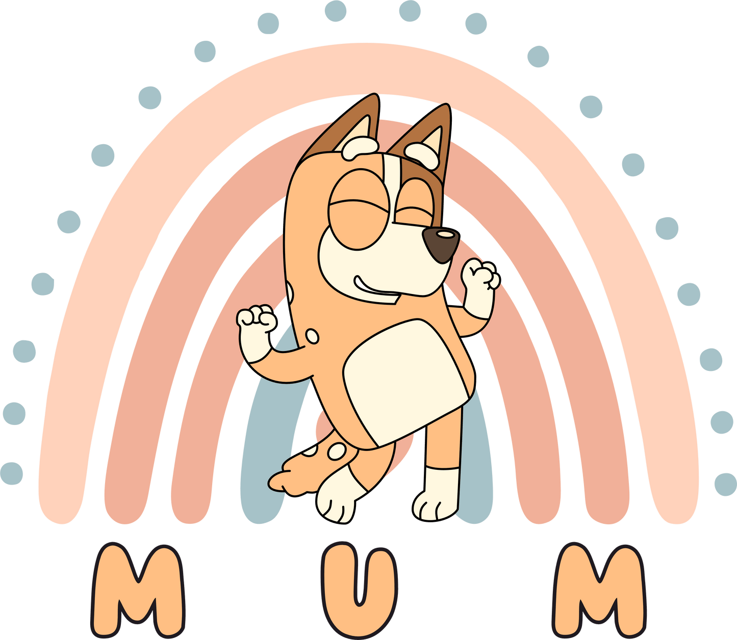 Bluey Mum Chilli Dance Design - DTF Ready To Press