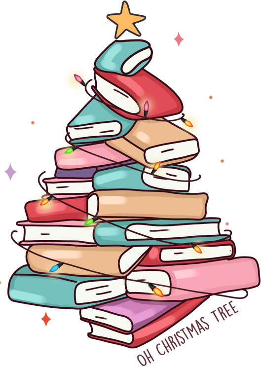 Christmas Books Tree Design - DTF Ready To Press