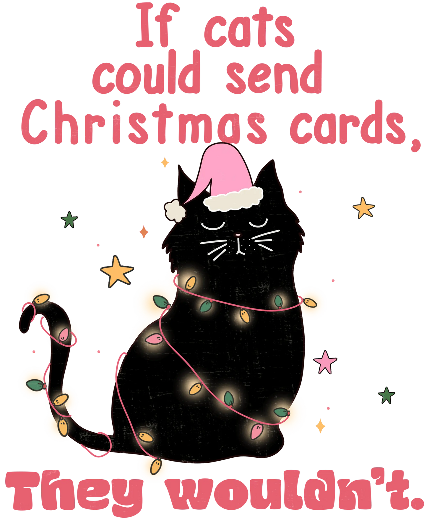Cats Christmas Cards Design - DTF Ready To Press