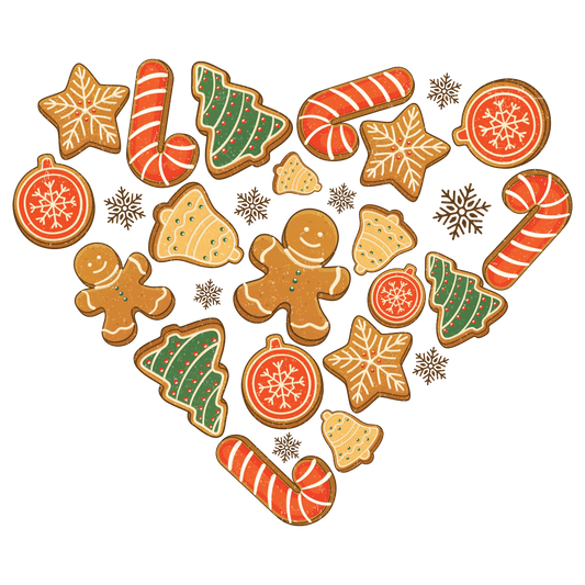 Christmas Gingerbread Heart Design - DTF Ready To Press