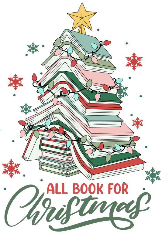 All Book For Christmas Tree Design - DTF Ready To Press