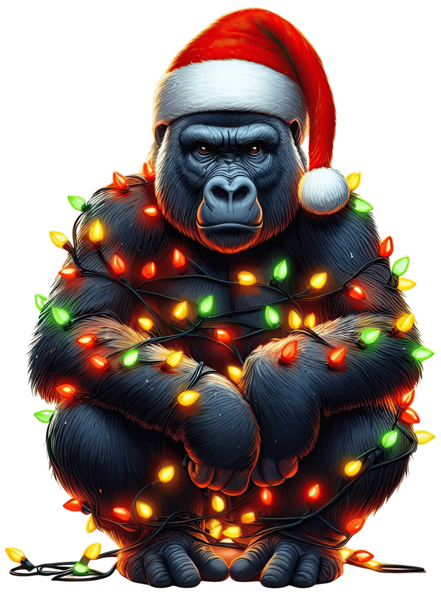 Christmas Gorilla Tree Design - DTF Ready To Press