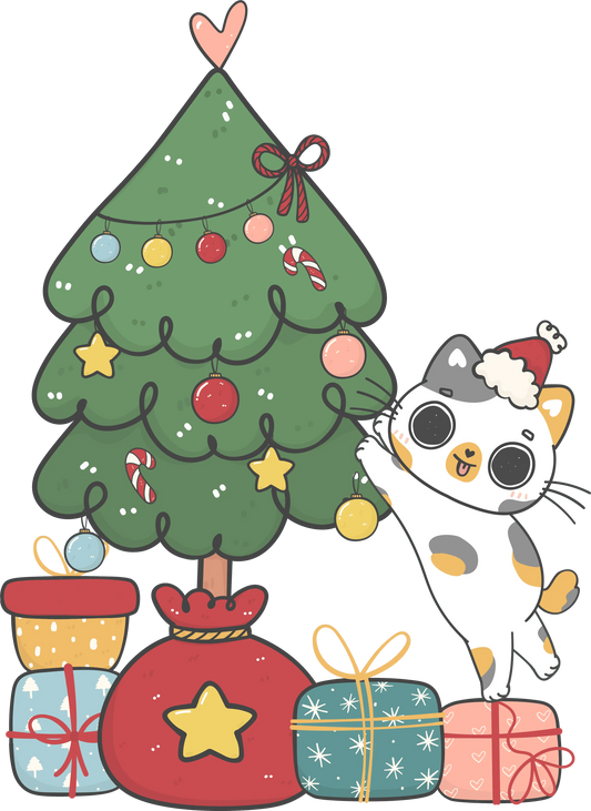 Christmas Cat Gifts Design - DTF Ready To Press