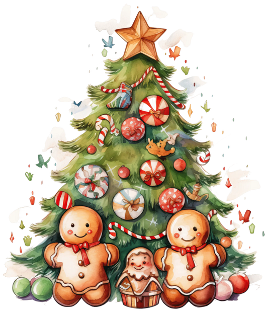 Christmas Gingerbread Tree Design - DTF Ready To Press