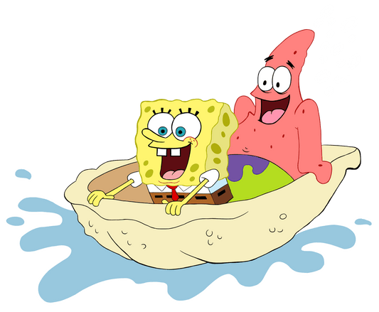 Sponge Bob And Patrick Rafting Cartoon Design - DTF Ready To Press