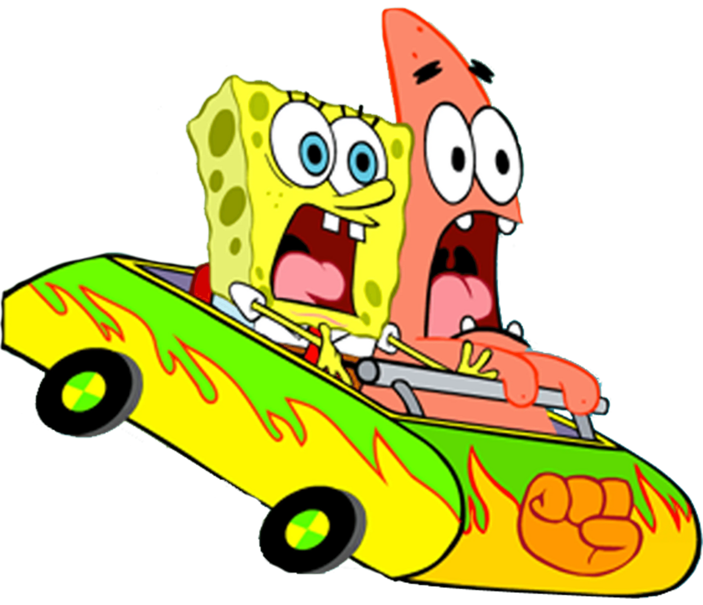 Sponge Bob And Patrick Roll Coster Cartoon Design - DTF Ready To Press
