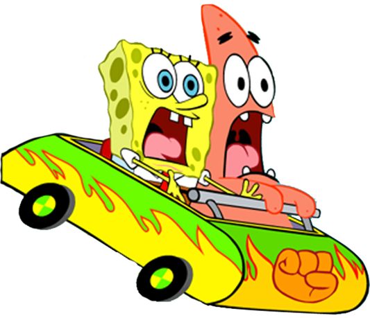 Sponge Bob And Patrick Roll Coster Cartoon Design - DTF Ready To Press