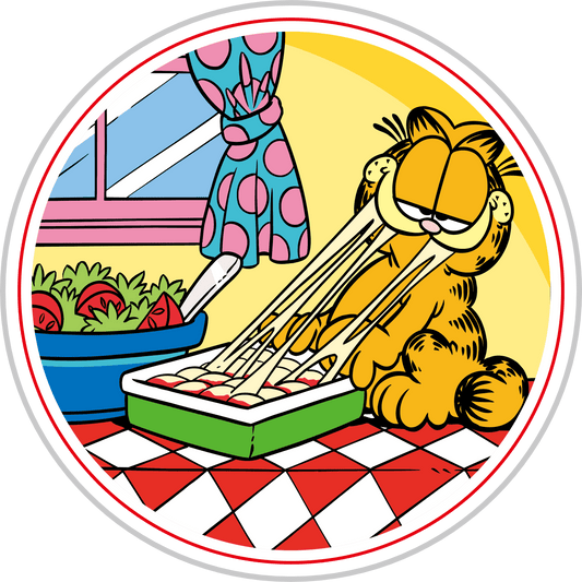 Eating Lasagna Garfield Cartoon Design - DTF Ready To Press