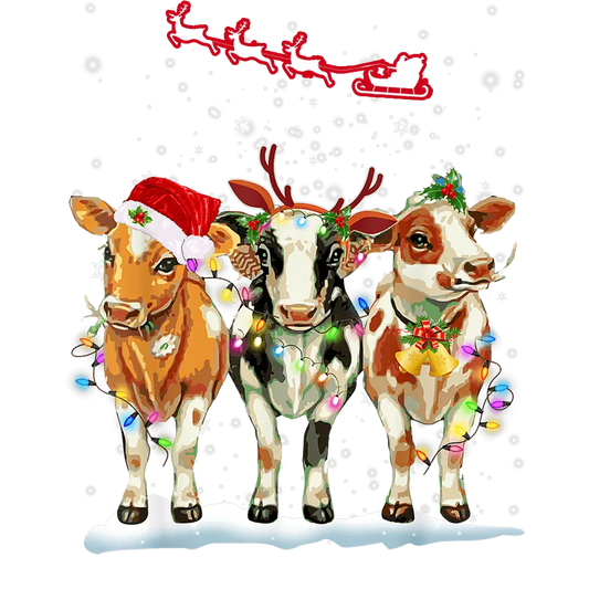 Christmas Cow Design - DTF Ready To Press