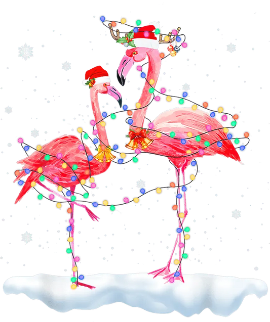 Christmas Flamingo Design - DTF Ready To Press