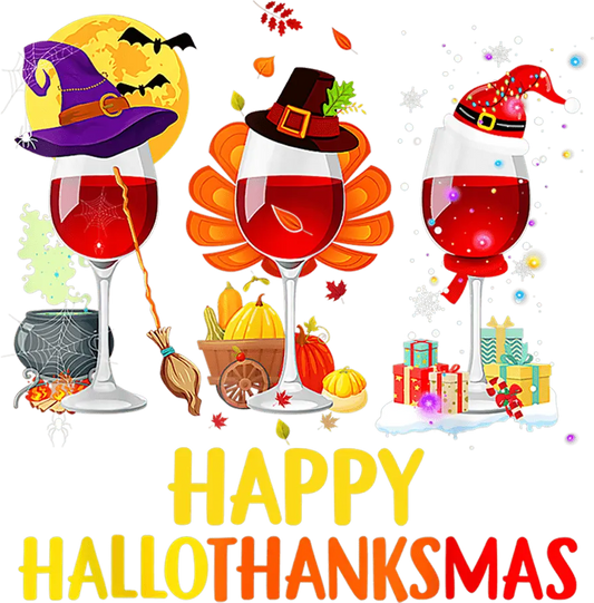 Happy Hallothanksmas Design - DTF Ready To Press