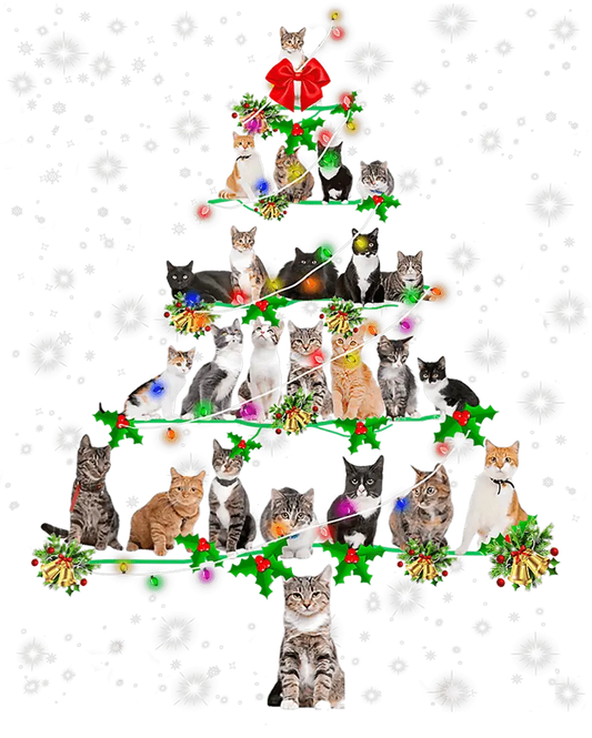 Christmas Cat Tree Design - DTF Ready To Press