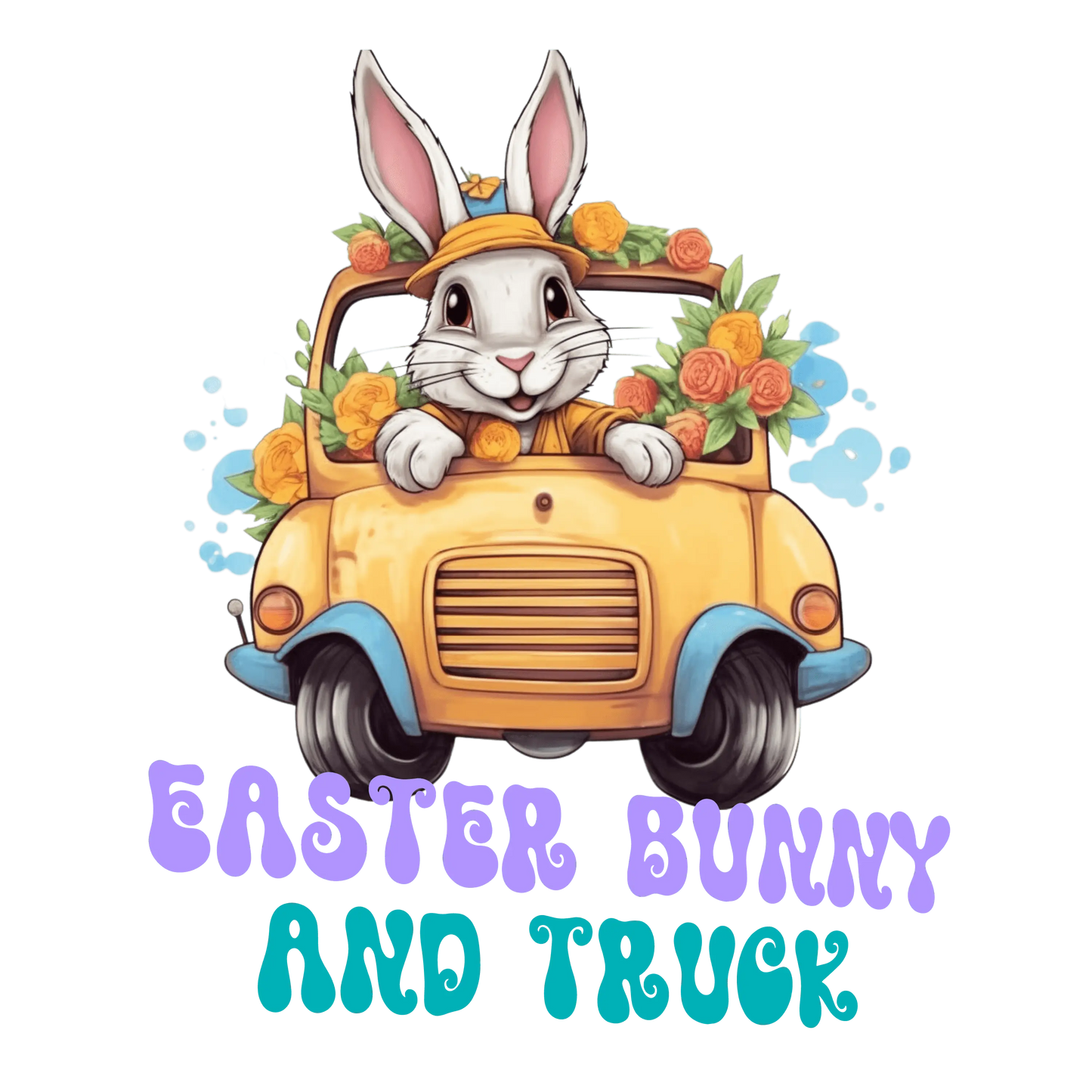 Truck Lover Easter Cute Bunny Design - DTF Ready To Press