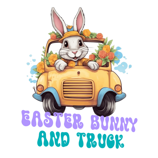 Truck Lover Easter Cute Bunny Design - DTF Ready To Press