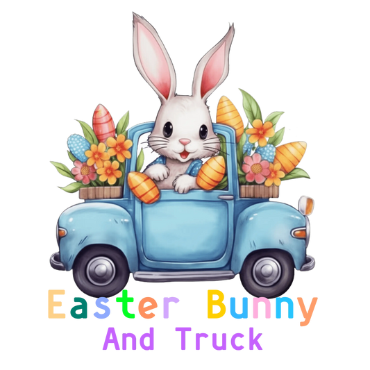 Truck Lover Easter Bunny Design - DTF Ready To Press
