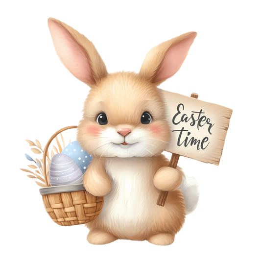 Easter Time Egg Hunting Bunny Design - DTF Ready To Press