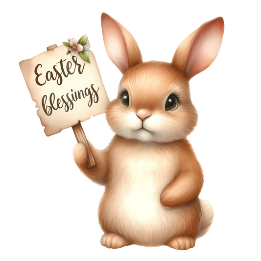 Easter Blessings Cute Rabbit Design - DTF Ready To Press