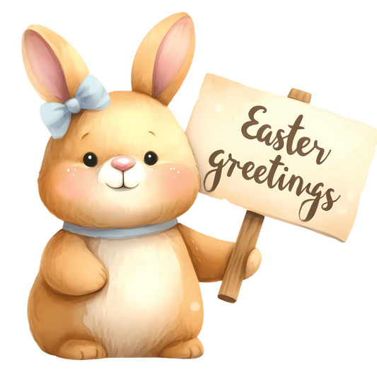 Easter Greetings Bunny Party Design - DTF Ready To Press