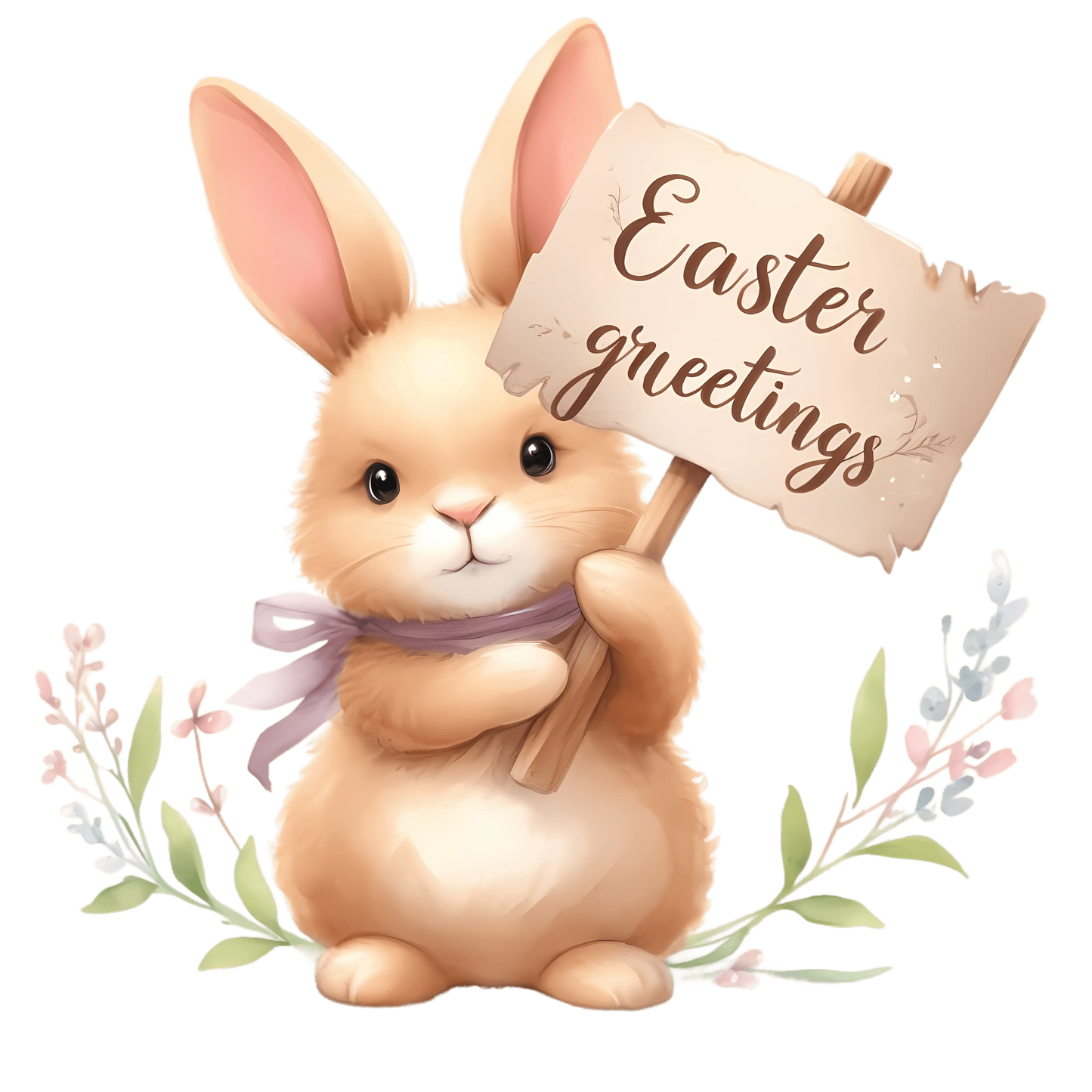 Easter Greetings Cute Bunny Design - DTF Ready To Press