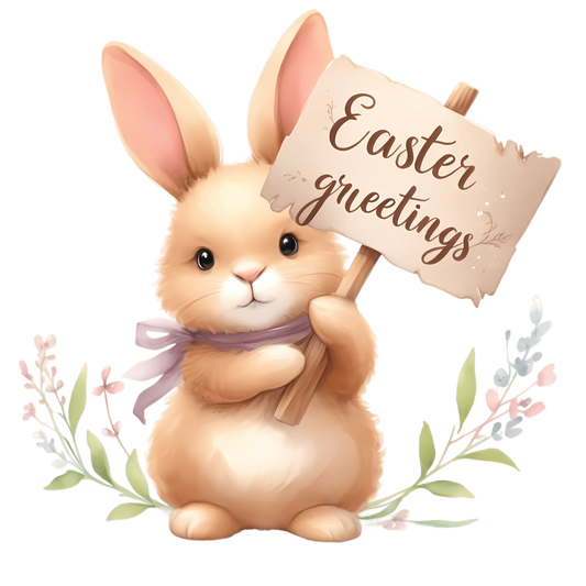 Easter Greetings Cute Bunny Design - DTF Ready To Press