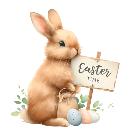 Easter Time Cute Bunny Design - DTF Ready To Press