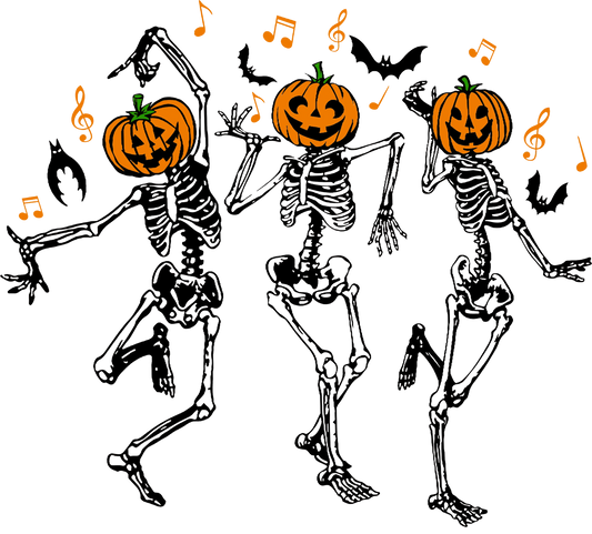 Halloween Dancing Skeleton Design - DTF Ready To Press