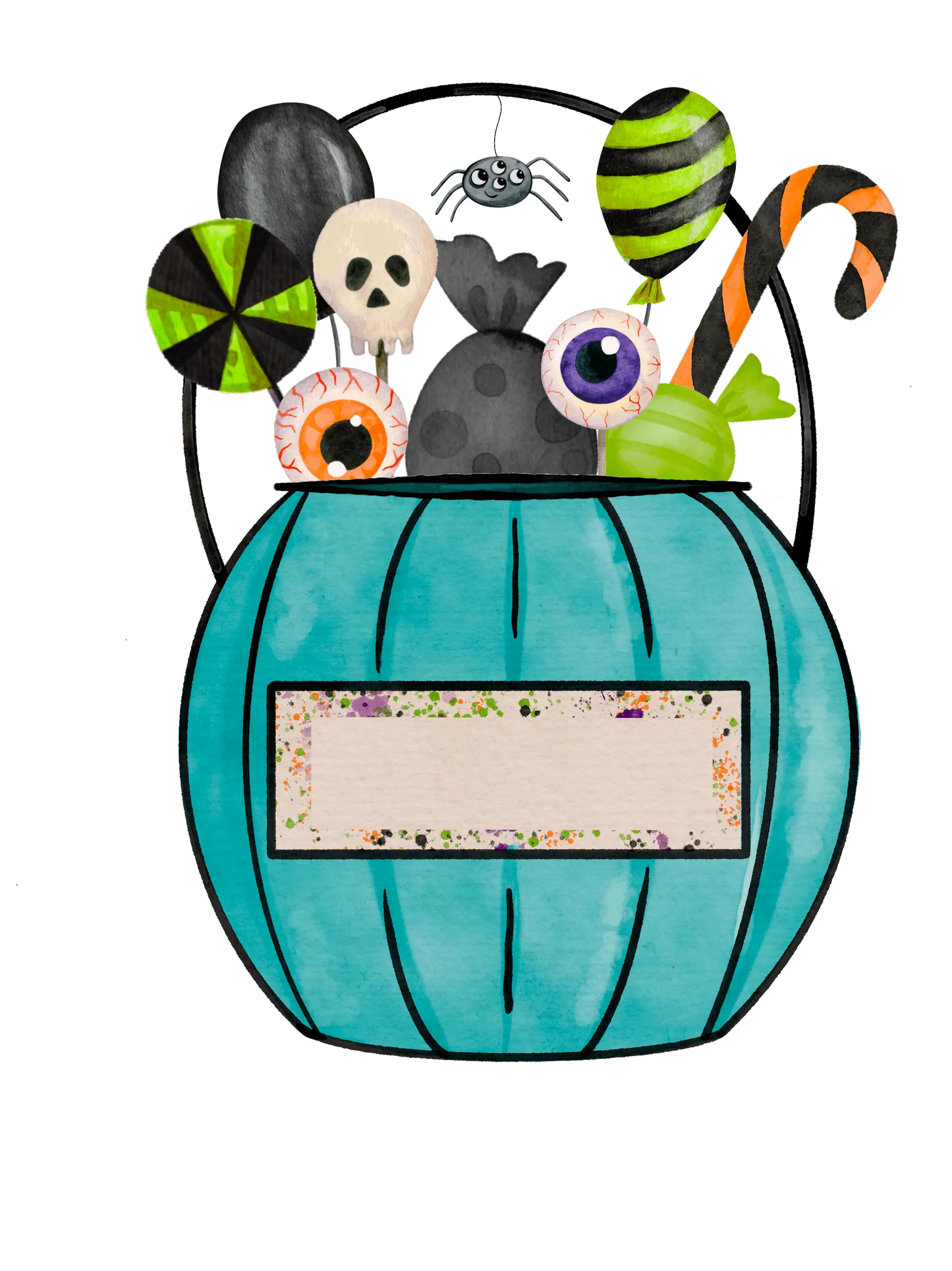 Halloween Blue Candy Bucket Design - DTF Ready To Press