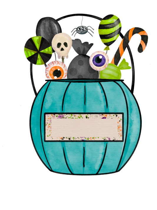 Halloween Blue Candy Bucket Design - DTF Ready To Press