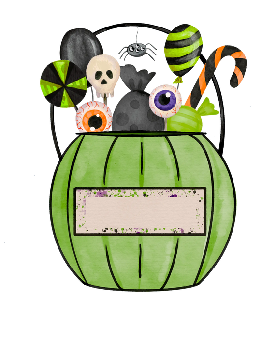 Halloween Green Candy Bucket Design - DTF Ready To Press