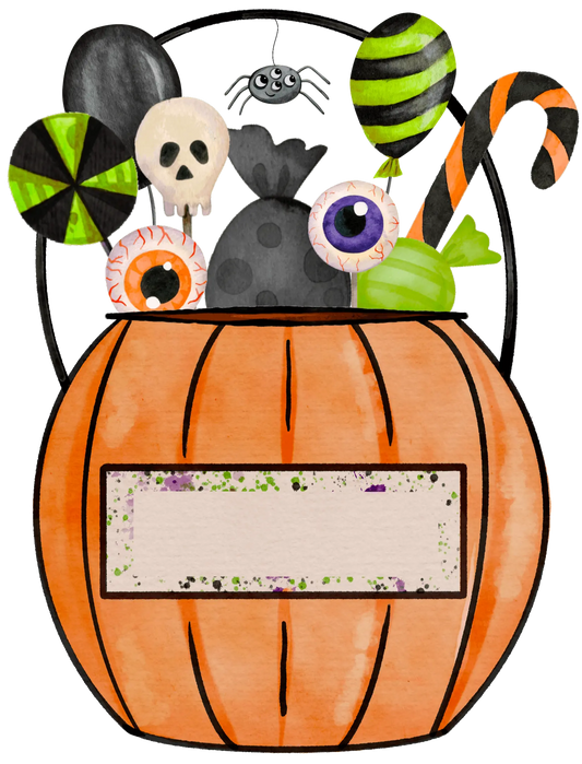 Halloween Orange Candy Bucket Design - DTF Ready To Press