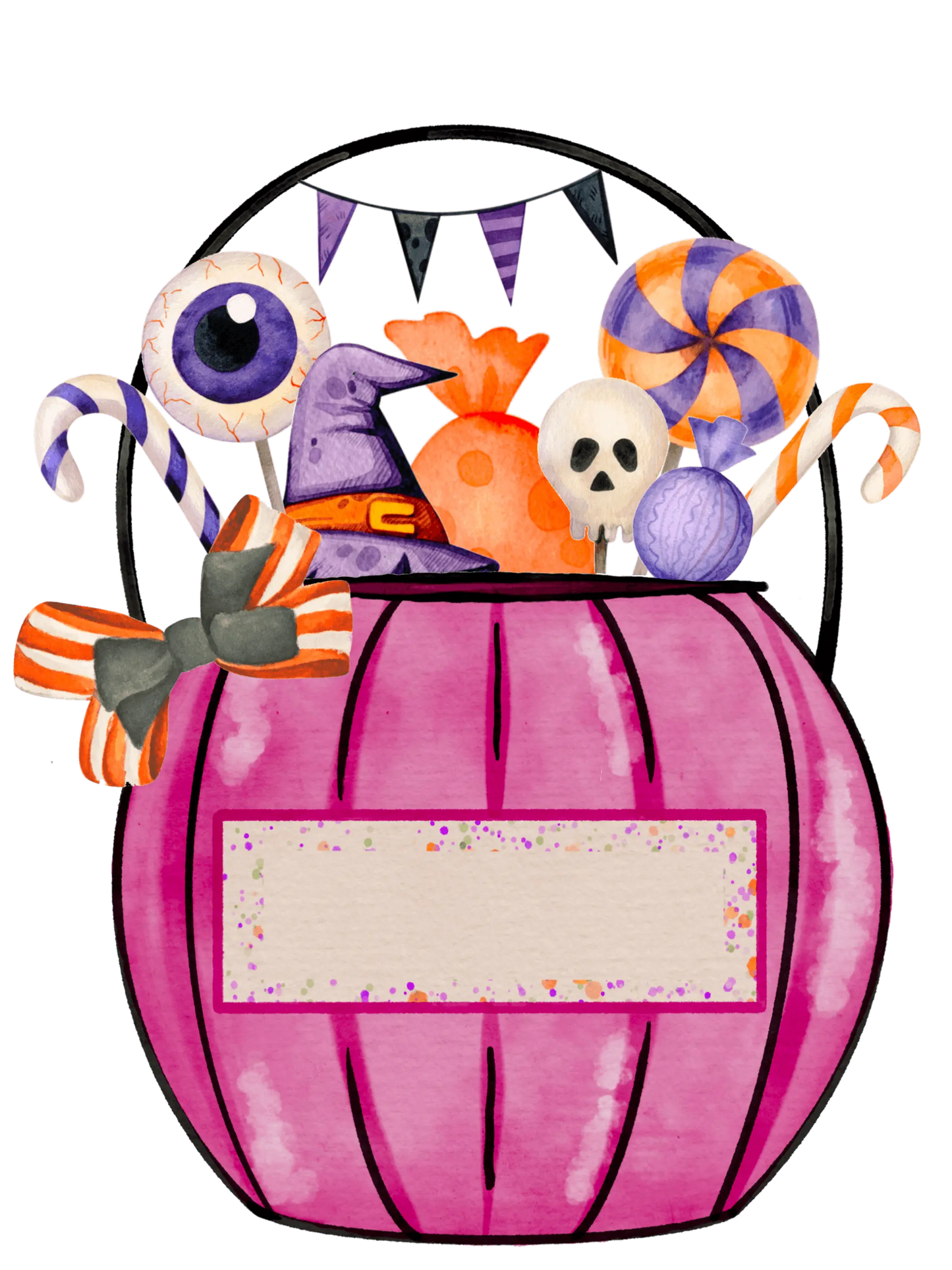 Halloween Pink Candy Bucket Design - DTF Ready To Press