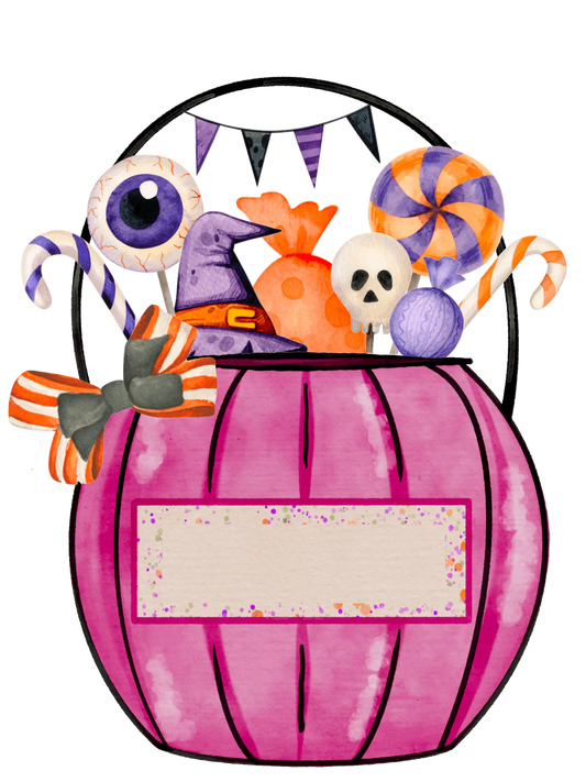 Halloween Pink Candy Bucket Design - DTF Ready To Press