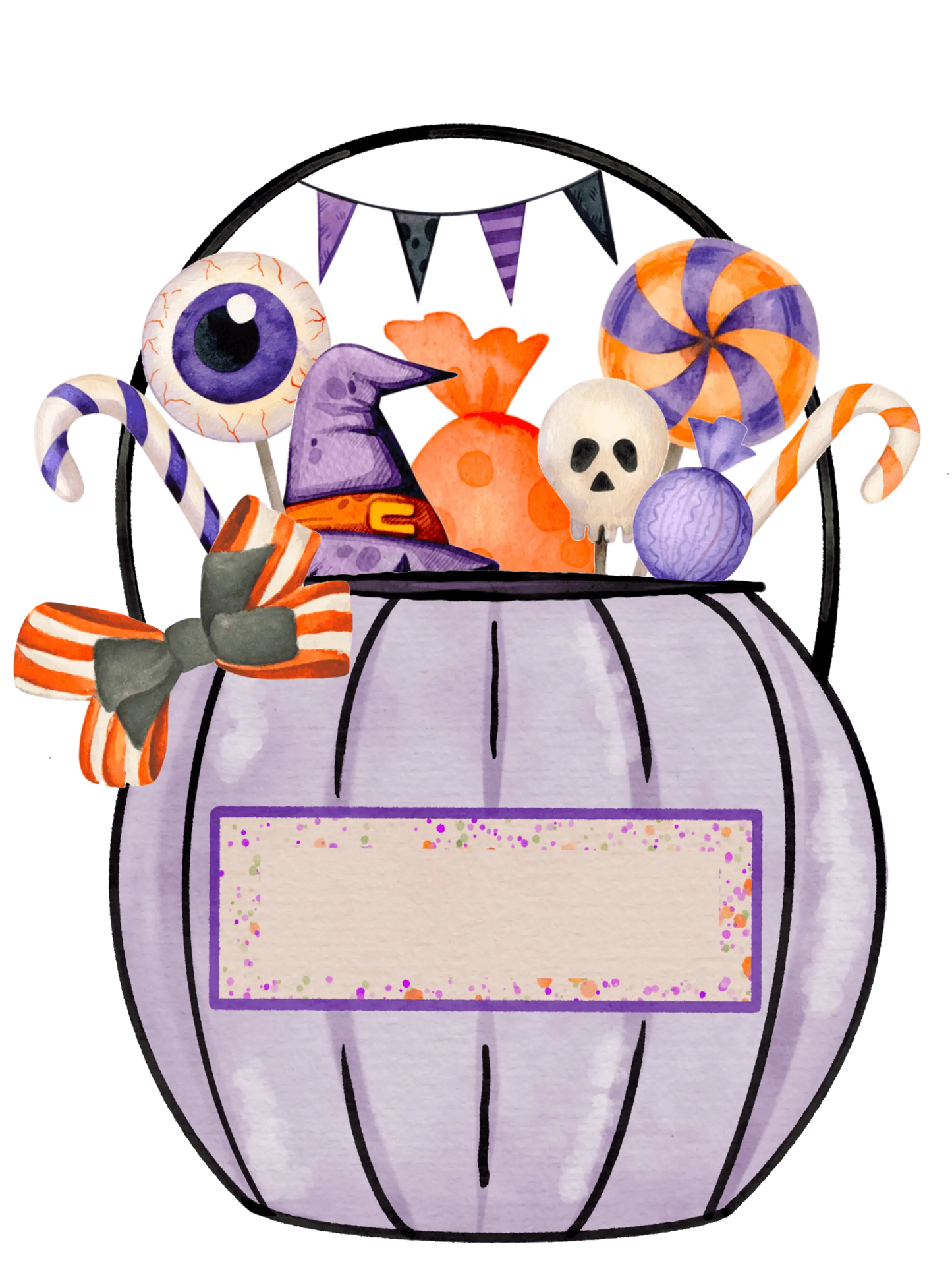 Halloween Purple Candy Bucket Design - DTF Ready To Press