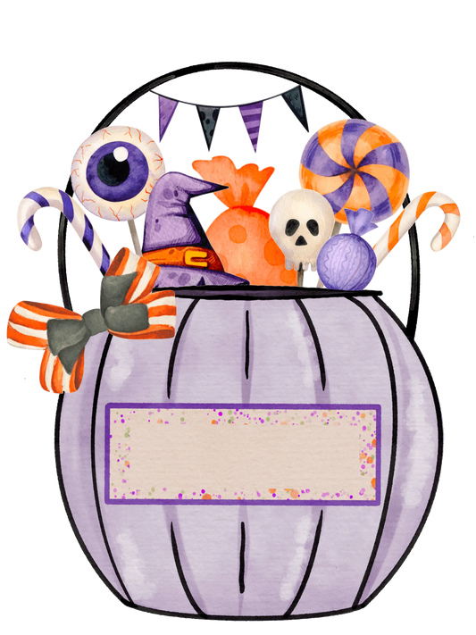 Halloween Purple Candy Bucket Design - DTF Ready To Press