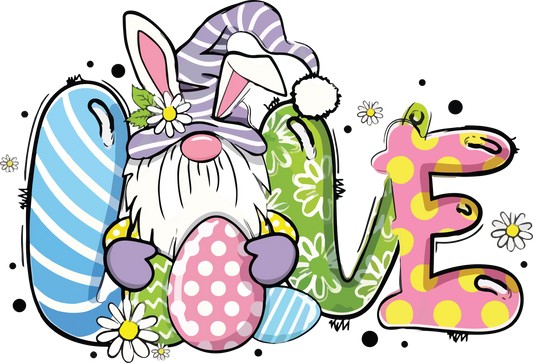 Easter Love Gnome Bunny Design - DTF Ready To Press