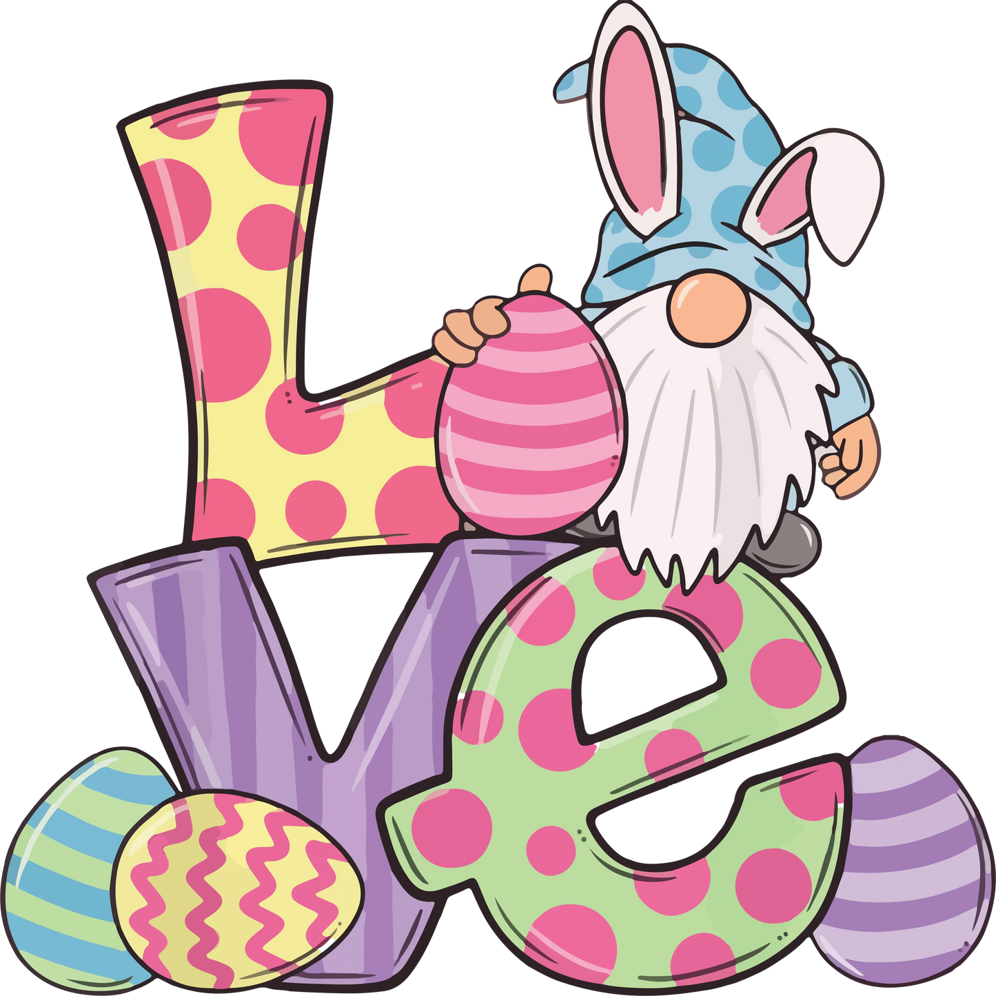 Easter Love Gnome Design - DTF Ready To Press
