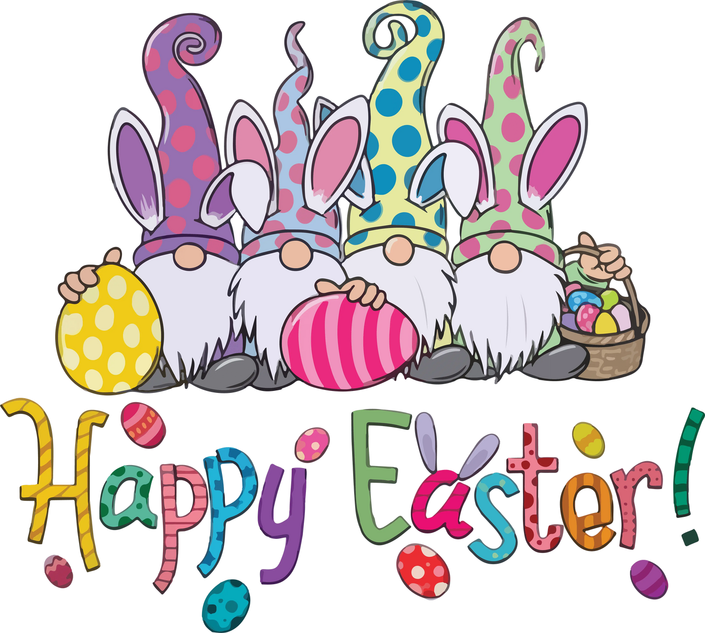 Happy Easter Gnomies Hunting Season Design - DTF Ready To Press