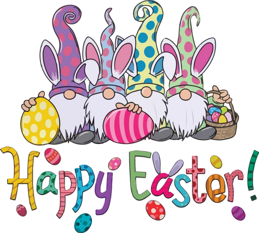 Happy Easter Gnomies Hunting Season Design - DTF Ready To Press