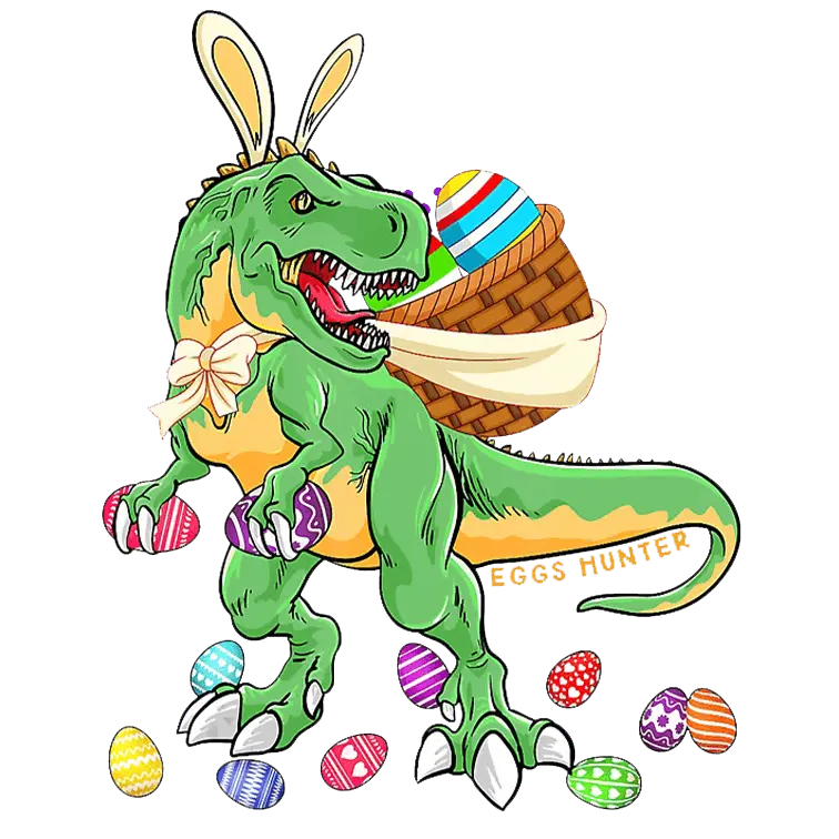 T-Rex Easter Hunting Design - DTF Ready To Press