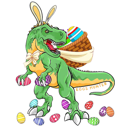 T-Rex Easter Hunting Design - DTF Ready To Press