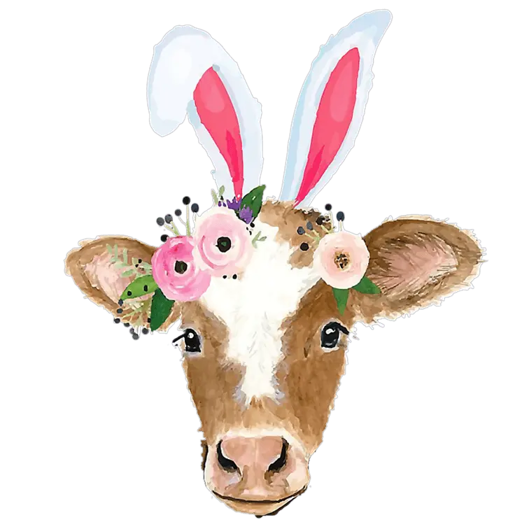Easter Cow Design - DTF Ready To Press