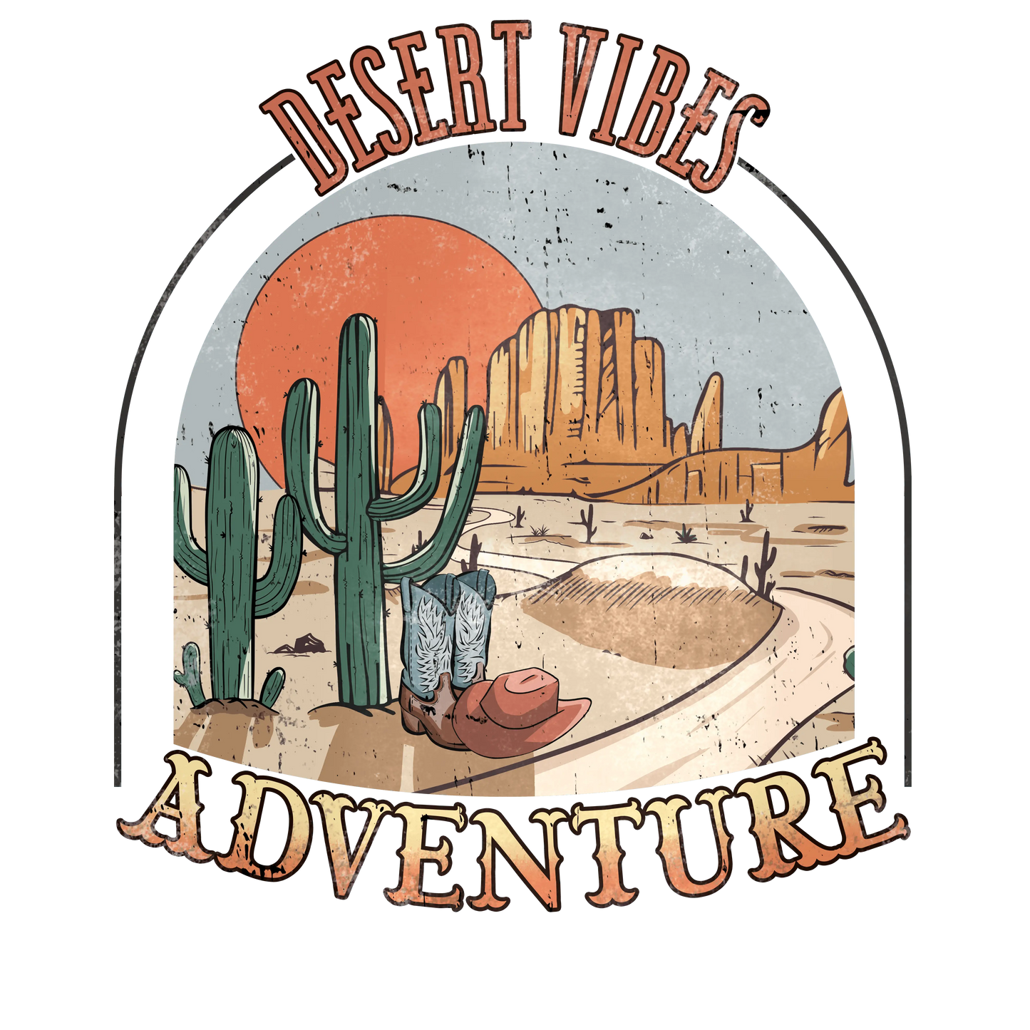 Desert Vibes Adventure Western Design - DTF Ready To Press