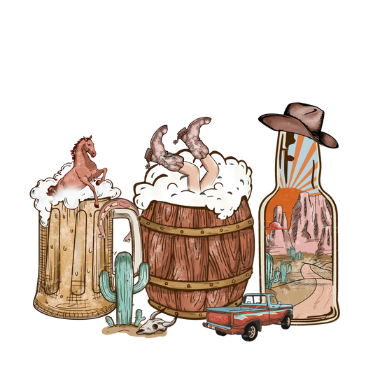 Western Cowboys Drink Design - DTF Ready To Press